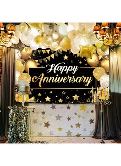 KATCHON KatchOn, Happy Anniversary Banner Black and Gold - XtraLarge, 72x44 Inch | Happy Anniversary Decorations for Party, Happy Anniversary Backdrop | Happy Anniversary Sign, Wedding Anniversary Decorations  - Image 4