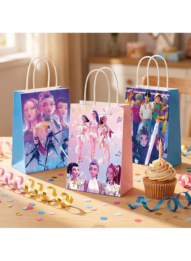 Wffo Demon Hunters Birthday Decorations, 12PCS Party Goodie Gift Bags, Including 4 Patterns Double Sided Printed Ideal for Boys Girls Kpop Theme Party - Image 5