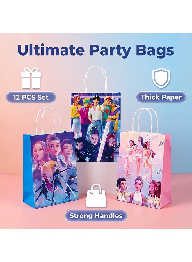 Wffo Demon Hunters Birthday Decorations, 12PCS Party Goodie Gift Bags, Including 4 Patterns Double Sided Printed Ideal for Boys Girls Kpop Theme Party - Image 4