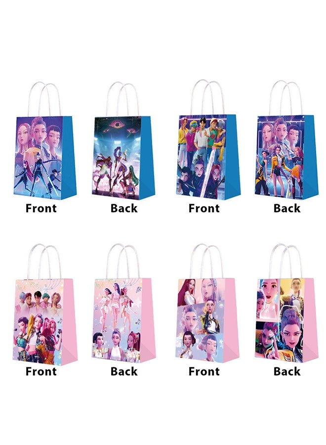 Wffo Demon Hunters Birthday Decorations, 12PCS Party Goodie Gift Bags, Including 4 Patterns Double Sided Printed Ideal for Boys Girls Kpop Theme Party - Image 3