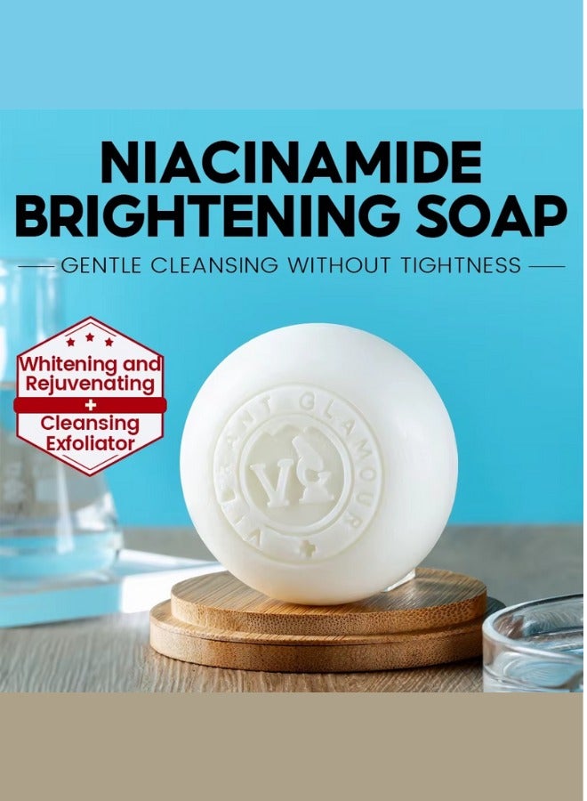 فايبرنت جلامور مجموعة مزدوجة صابون نياكيناميد وصابون فيتامين سي ١٠٠ جرام لتفتيح وتوهج البشرة وإزالة البقع الداكنة - Image 2