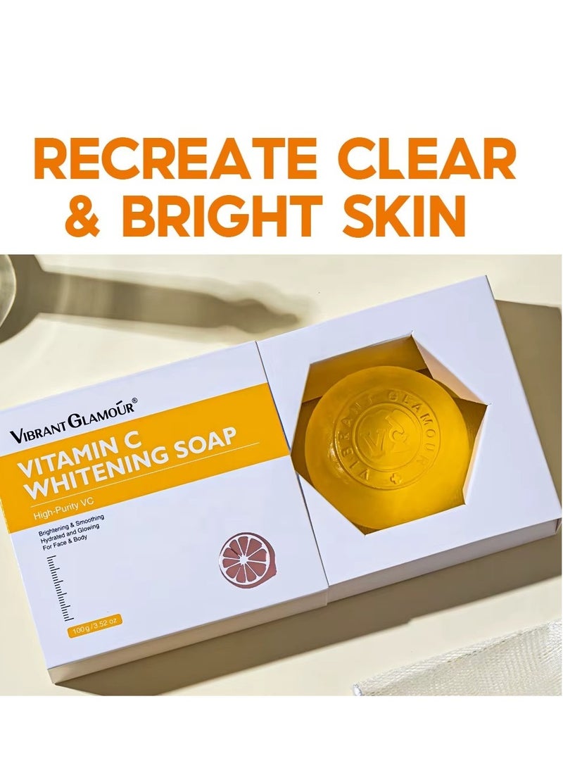 فايبرنت جلامور مجموعة مزدوجة صابون نياكيناميد وصابون فيتامين سي ١٠٠ جرام لتفتيح وتوهج البشرة وإزالة البقع الداكنة - Image 4