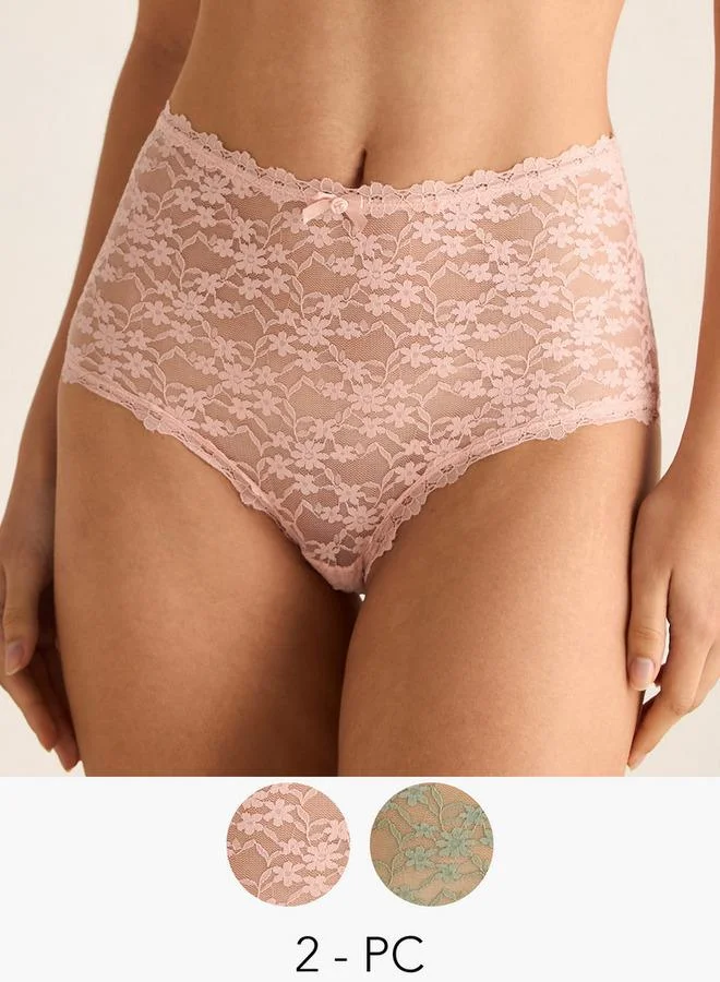 سبلاش فيڤ Set of 2 - Floral Lace Boyshort Briefs