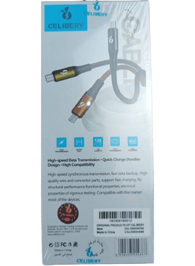 سيليبري كابل USB صغير من Celibery 0.5 متر وحدة تحكم مضفرة من النايلون بطول 1.5 قدم سلك جديد سريع شاحن سريع سلك USB إلى Micro USB 2.0 سلك شحن Android متوافق مع Note، Nexus، Nokia، PS4 - Image 2