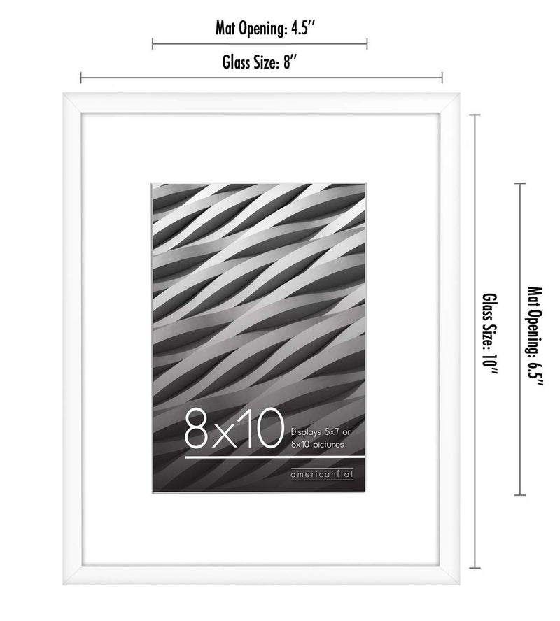 Americanflat 8x10 Picture Frame with Shatter-Resistant Glass - Use as 5x7 Frame with Mat or 8x10 Frame Without Mat - Streamline Collection - Thin Photo Frame for Wall and Tabletop Display - White - Image 3