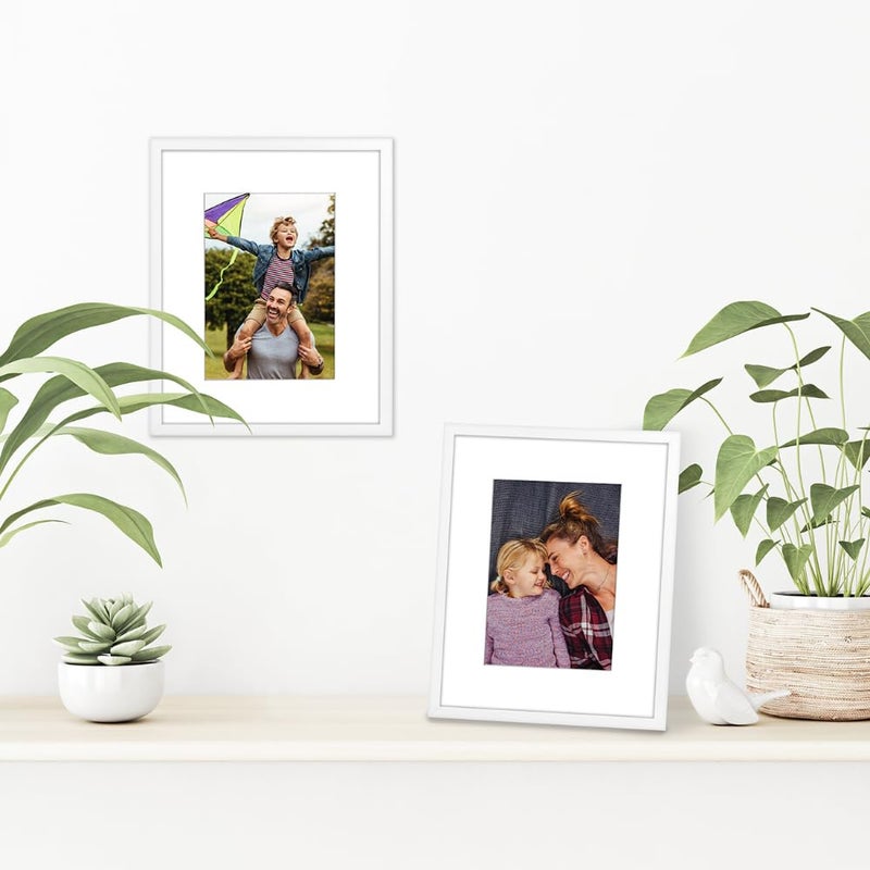 Americanflat 8x10 Picture Frame with Shatter-Resistant Glass - Use as 5x7 Frame with Mat or 8x10 Frame Without Mat - Streamline Collection - Thin Photo Frame for Wall and Tabletop Display - White - Image 2