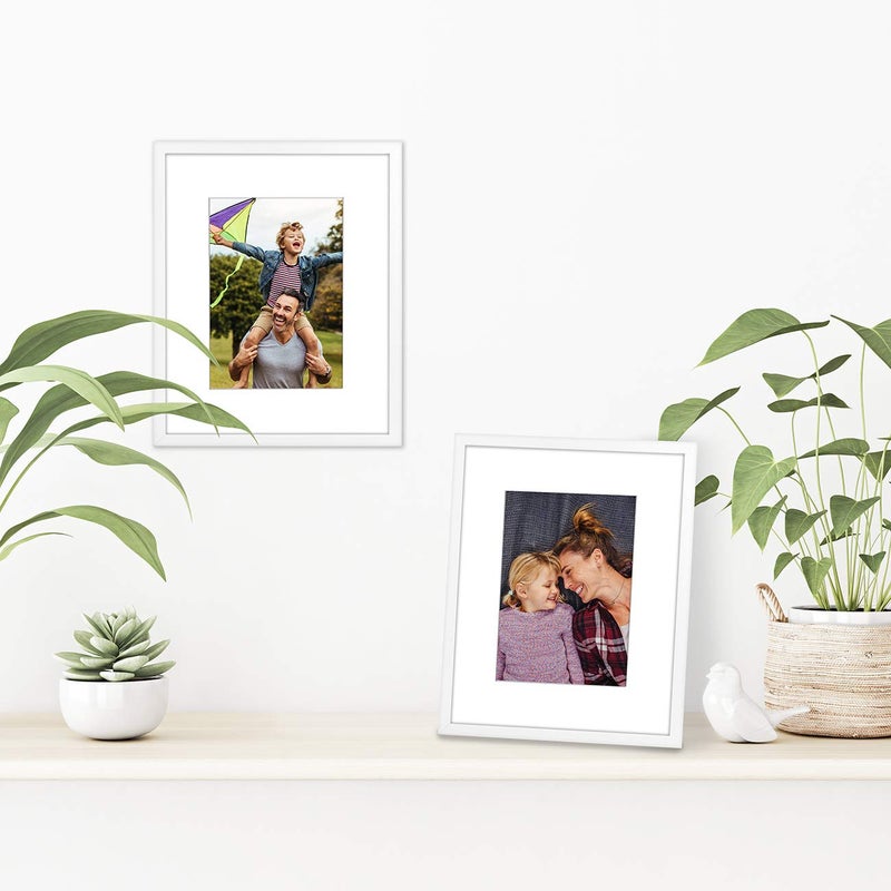 Americanflat 8x10 Picture Frame with Shatter-Resistant Glass - Use as 5x7 Frame with Mat or 8x10 Frame Without Mat - Streamline Collection - Thin Photo Frame for Wall and Tabletop Display - White - Image 5