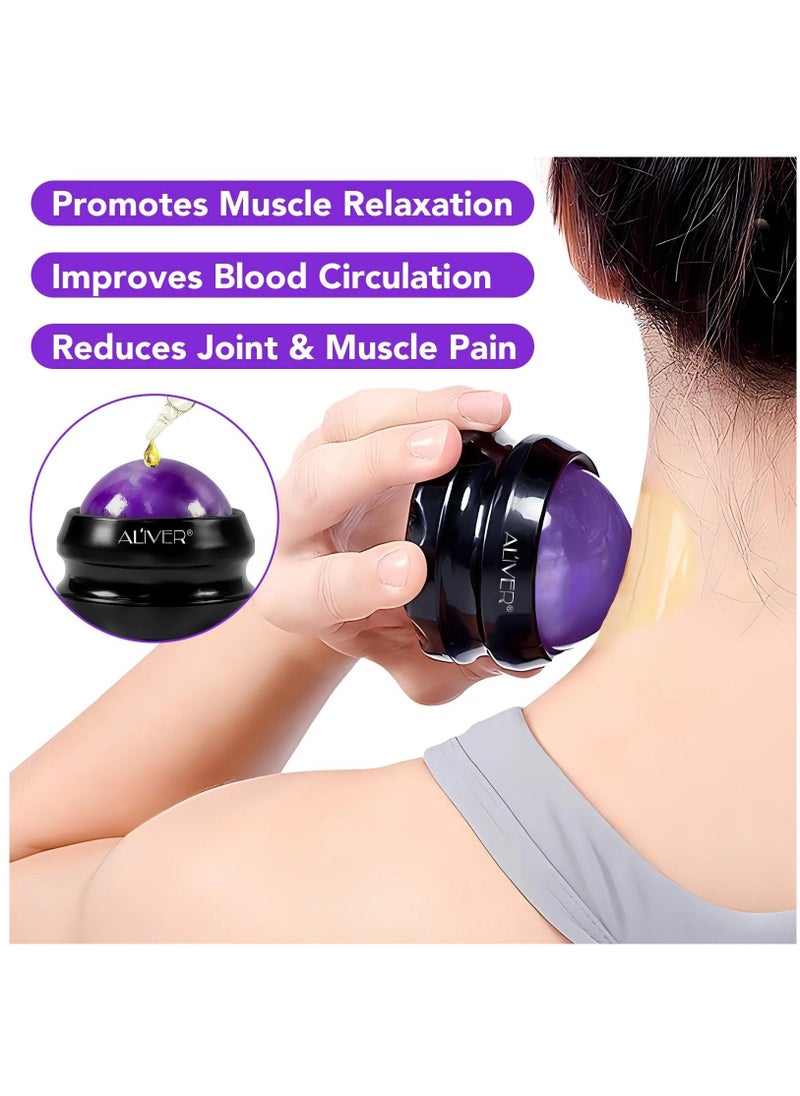 ALIVER Handheld Massage Roller Ball Massage Therapy and Relax Tool for Sore Muscles Joint Pain Relief Relaxing Full Body Deep Tissue Massage  - Image 2