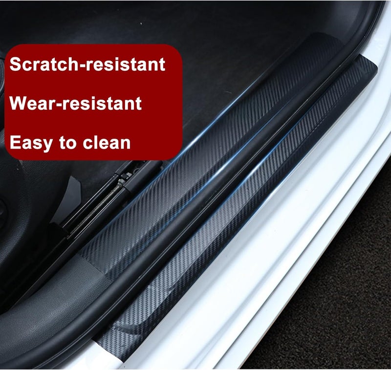 YUNYU Carbon Fibre Door Sill Protector, 5cm x 3m, Matt Black, Self-Adhesive Paint Protection Film for Cars - Image 3