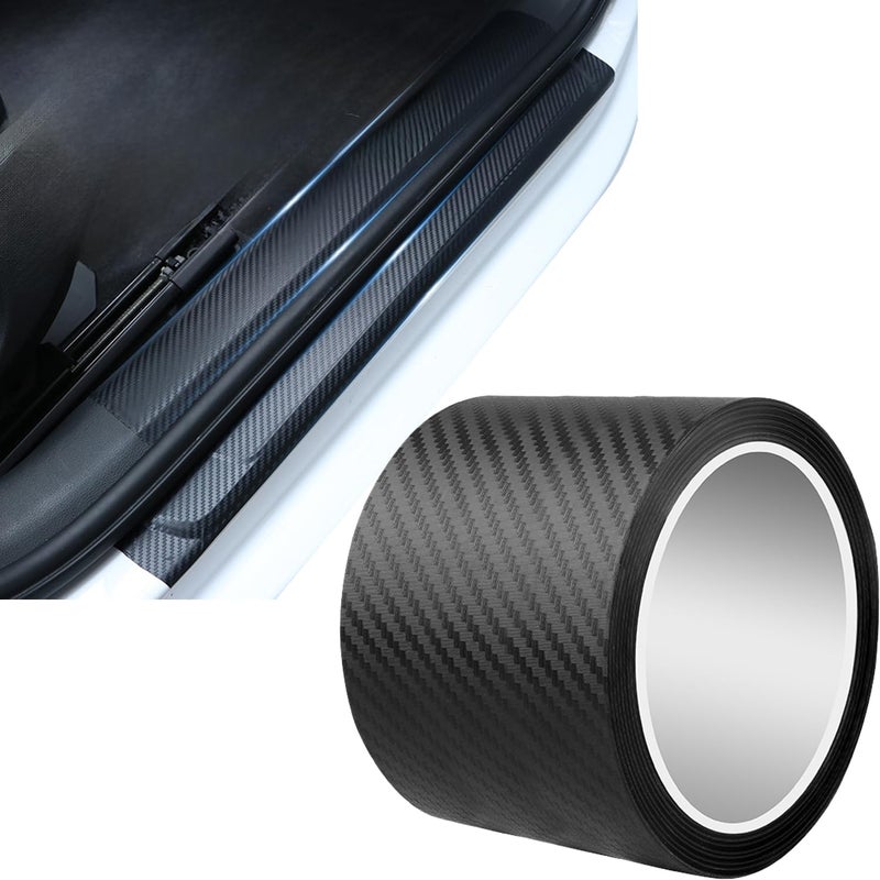 YUNYU Carbon Fibre Door Sill Protector, 5cm x 3m, Matt Black, Self-Adhesive Paint Protection Film for Cars - Image 1