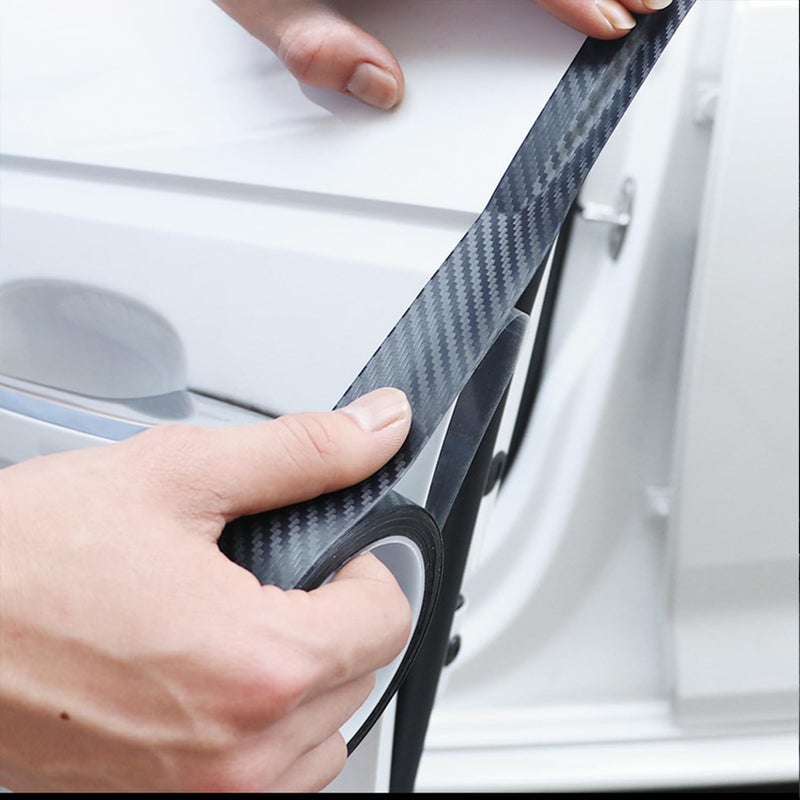 YUNYU Carbon Fibre Door Sill Protector, 5cm x 3m, Matt Black, Self-Adhesive Paint Protection Film for Cars - Image 5