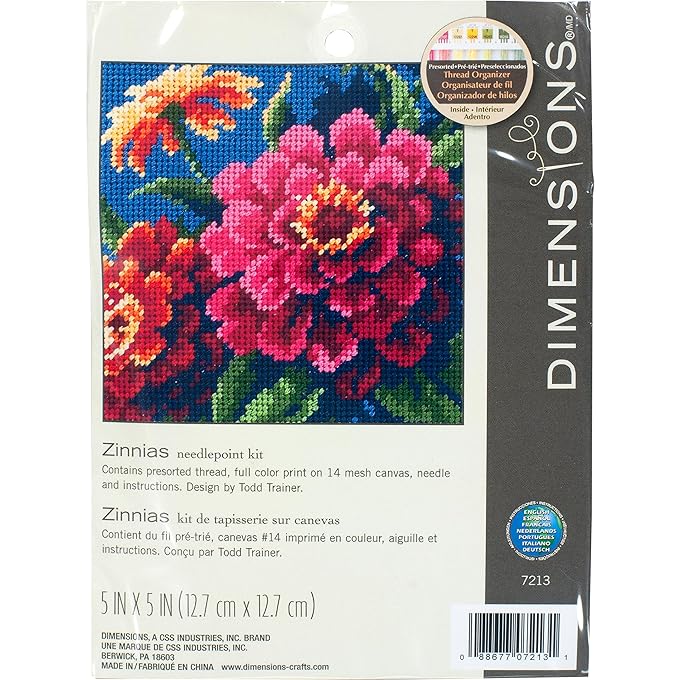 Wilton Dimensions Needlecrafts Needlepoint, Zinnias