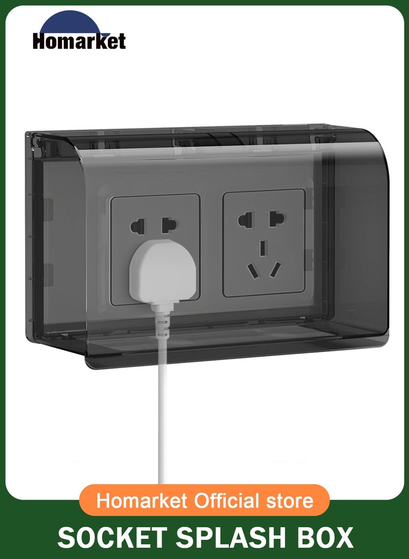 هومار كيت صندوق غطاء المقبس، واقي منفذ كهربائي آمن للأطفال، واقي مقاوم للماء لمفتاح الإضاءة لأمن منزل الطفل، غطاء مقبس مزدوج الوضع من 86 نوعًا (أسود) - Image 1