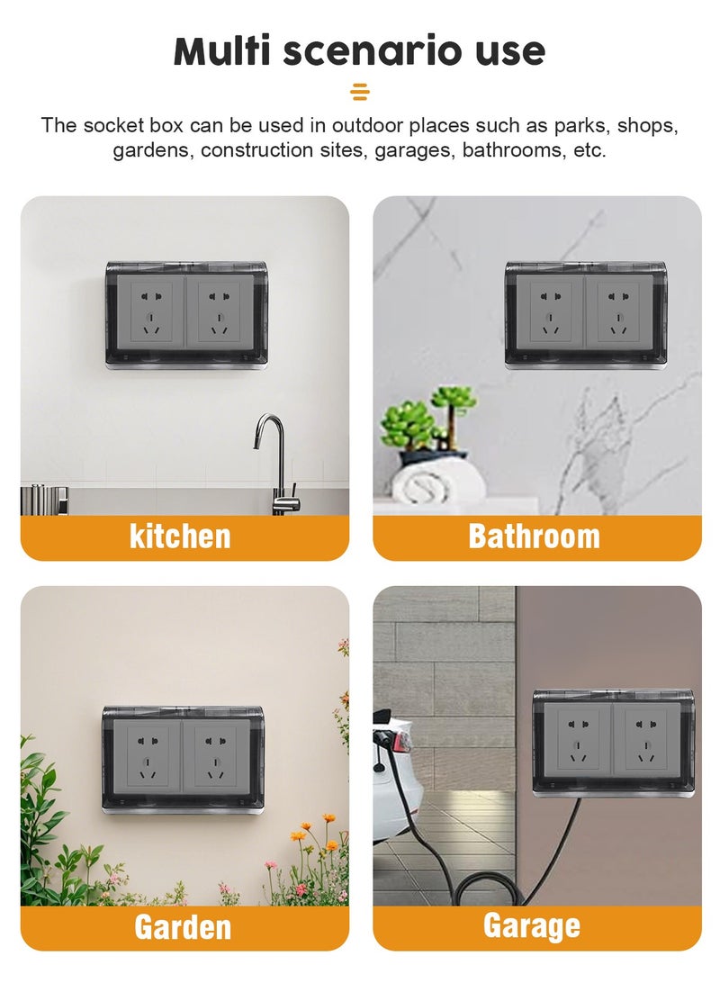 هومار كيت صندوق غطاء المقبس، واقي منفذ كهربائي آمن للأطفال، واقي مقاوم للماء لمفتاح الإضاءة لأمن منزل الطفل، غطاء مقبس مزدوج الوضع من 86 نوعًا (أسود) - Image 4