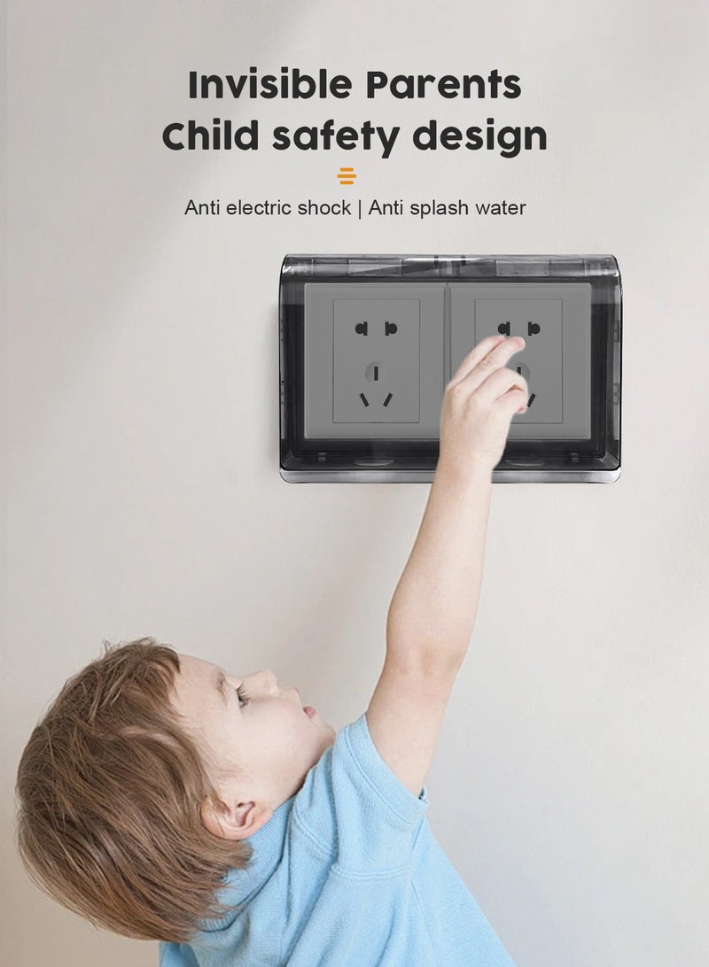 هومار كيت صندوق غطاء المقبس، واقي منفذ كهربائي آمن للأطفال، واقي مقاوم للماء لمفتاح الإضاءة لأمن منزل الطفل، غطاء مقبس مزدوج الوضع من 86 نوعًا (أسود) - Image 5