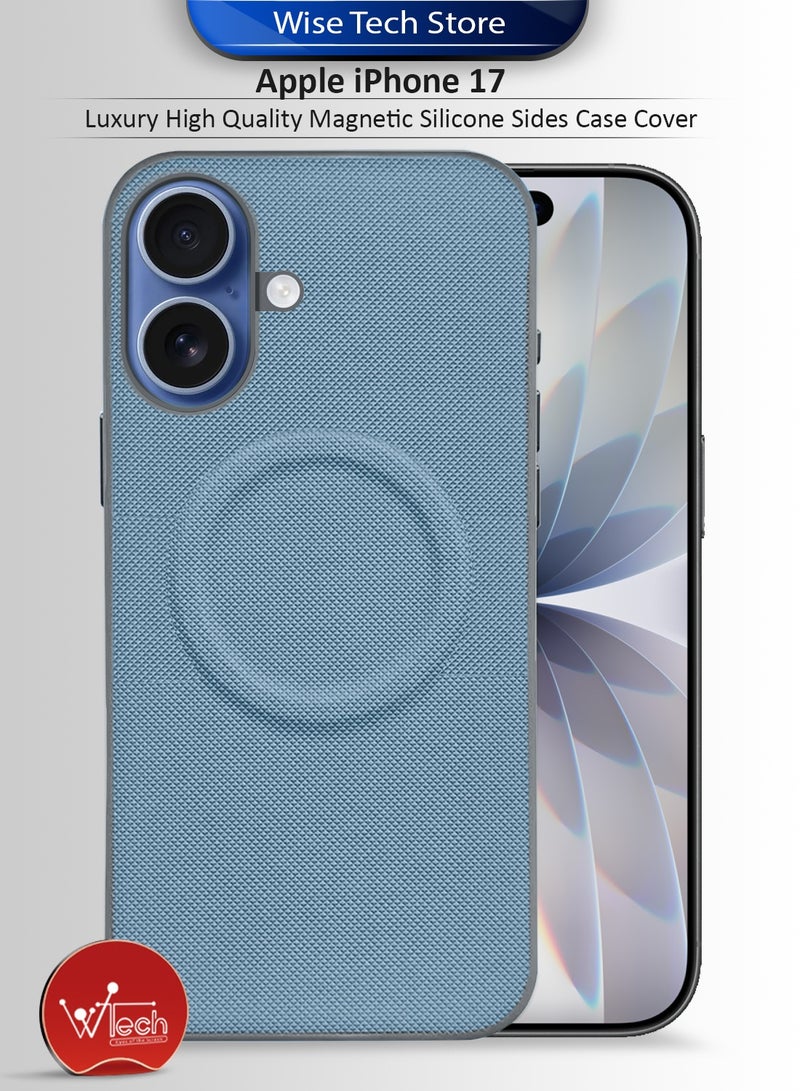 Wtech Apple iPhone 17 5G 2025 Luxury High Quality Magnetic Silicone Sides Case Cover (MCRPSN) - Sky Blue - Image 1