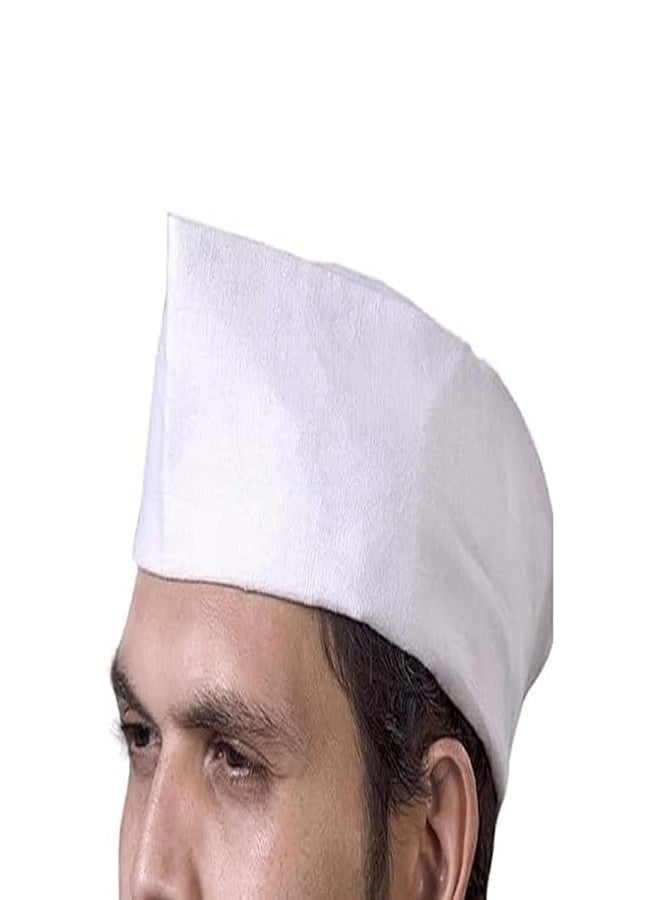 ATABZ White Gandhi Topi/Nehru Cap/Traditional White Cap/Marathi Wedding Topi/Pooja Topi/Cap for Present in Functions/Maharashtrian Topi (Pack of 1) - Image 1
