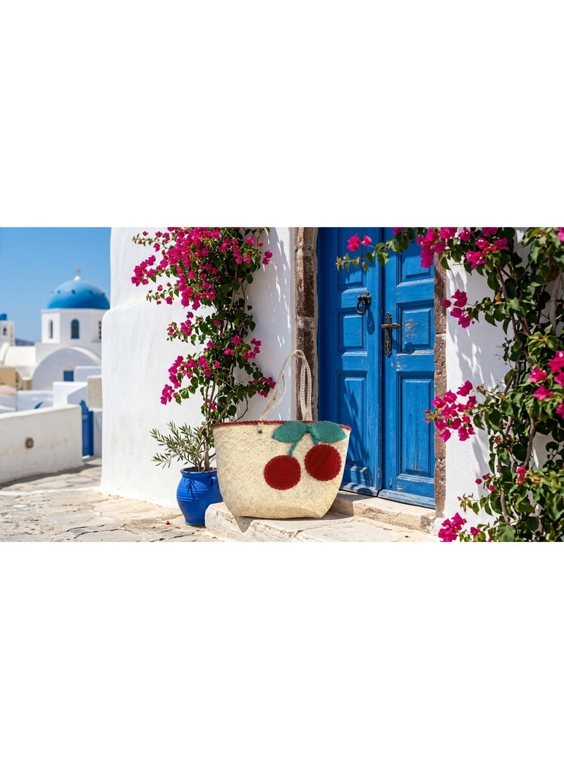 Cherry Straw Tote Bag- Summer New Fashionable Handbag, Shoulder Bag, Tote Bag With Large Capacity And High Quality For Women - Image 4