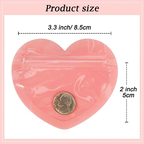 HRX Package 100pcs Mini Bags for Small Business, 2x3 inch Heart-Shaped Jewelry Bags Clear Mylar Ziplock Baggies Cute Packaging Supplies for Earring Sample - Image 2