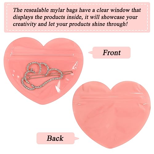 HRX Package 100pcs Mini Bags for Small Business, 2x3 inch Heart-Shaped Jewelry Bags Clear Mylar Ziplock Baggies Cute Packaging Supplies for Earring Sample - Image 5