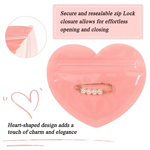 HRX Package 100pcs Mini Bags for Small Business, 2x3 inch Heart-Shaped Jewelry Bags Clear Mylar Ziplock Baggies Cute Packaging Supplies for Earring Sample - Image 4