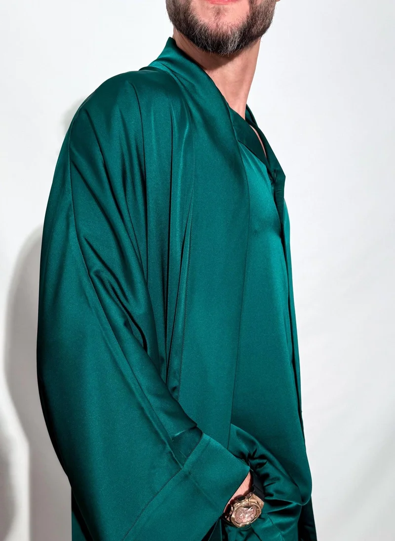 جانارا جونز Teal Satin London Shirt