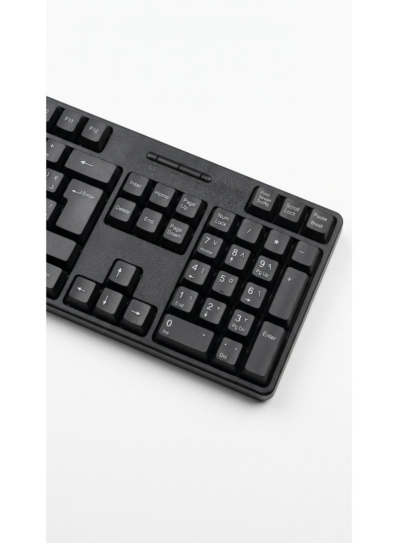جيكانغ JEQANG JK-905 Wired Office Keyboard - Ergonomic Design, Splash-Proof, Quiet Keys, USB Plug & Play - Black - Image 2