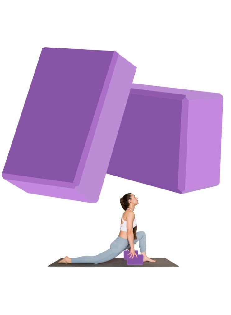 2 Pack Yoga brick, solid color, high density, environmental protection, pressure resistance, dirt resistance, dance aids, anti-skid brick, foam brick, purple180grams - Image 1