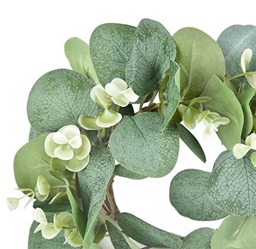 LSKYTOP 1Pcs Eucalyptus Wreath Faux Kitchen Cabinet Wreaths Artificial Greenery Wreath Farmhouse Wreath for Door Wall Window Decor, 9Inch/PC - Image 2