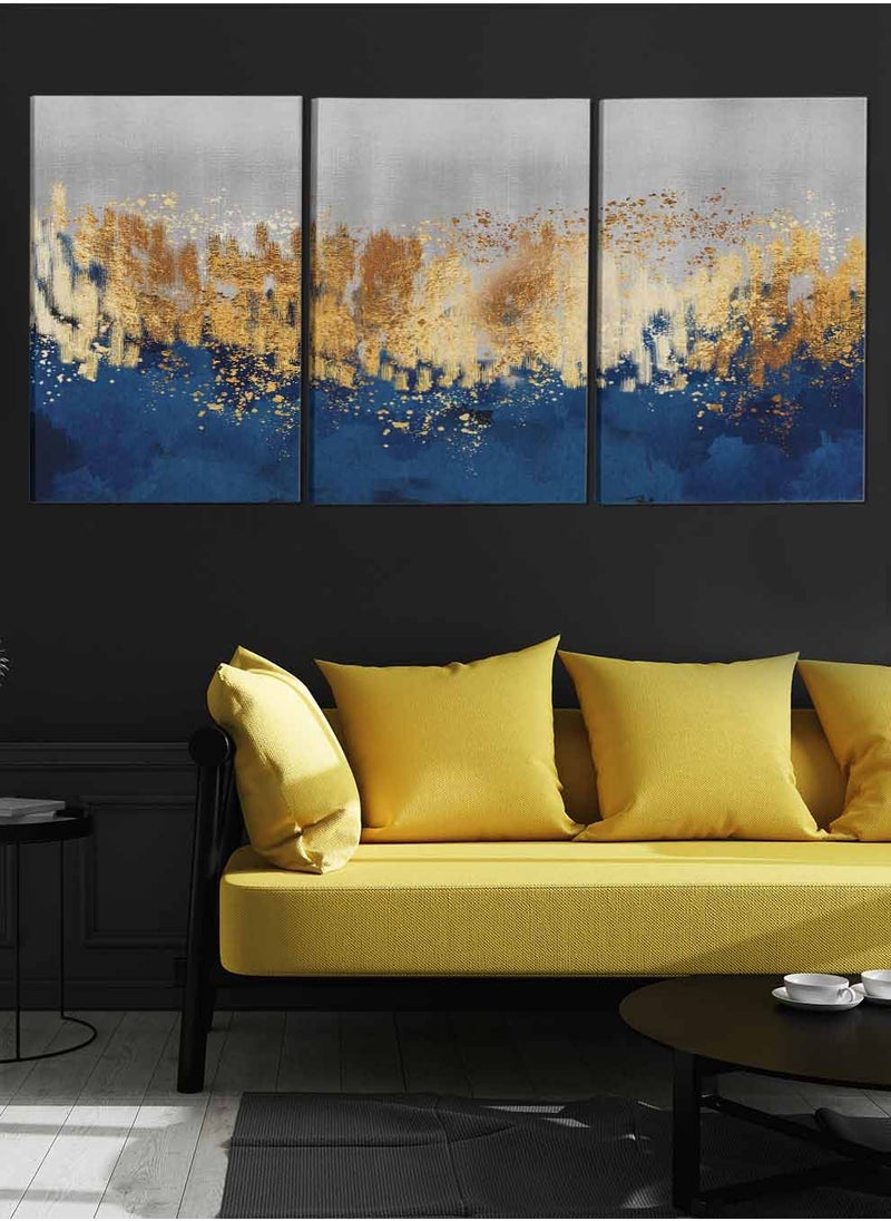 LOWHA Set Of 3 Framed Canvas Wall Arts Stretched Over Wooden Frame Abstract Paintings For Home Living Room Office Decor  - Image 3