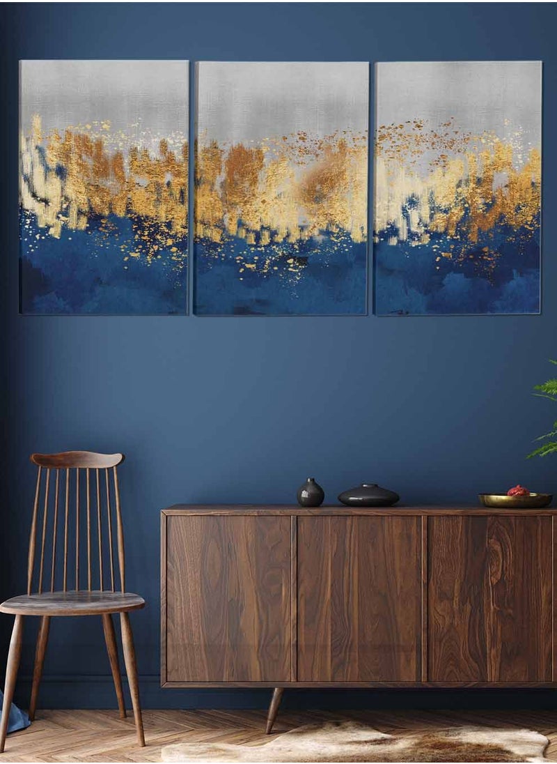LOWHA Set Of 3 Framed Canvas Wall Arts Stretched Over Wooden Frame Abstract Paintings For Home Living Room Office Decor  - Image 2