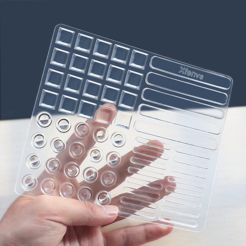 Xfenvs Cabinet Door Bumpers, 61 PCS Clear Soft Rubber Bumper Pads, Strong Self-Adhesive Cabinet Stoppers Multi-Shape Suitable for Different Furniture Sound Dampening Buffer Pads (1 Pack 4 Sizes, Clear) - Image 1