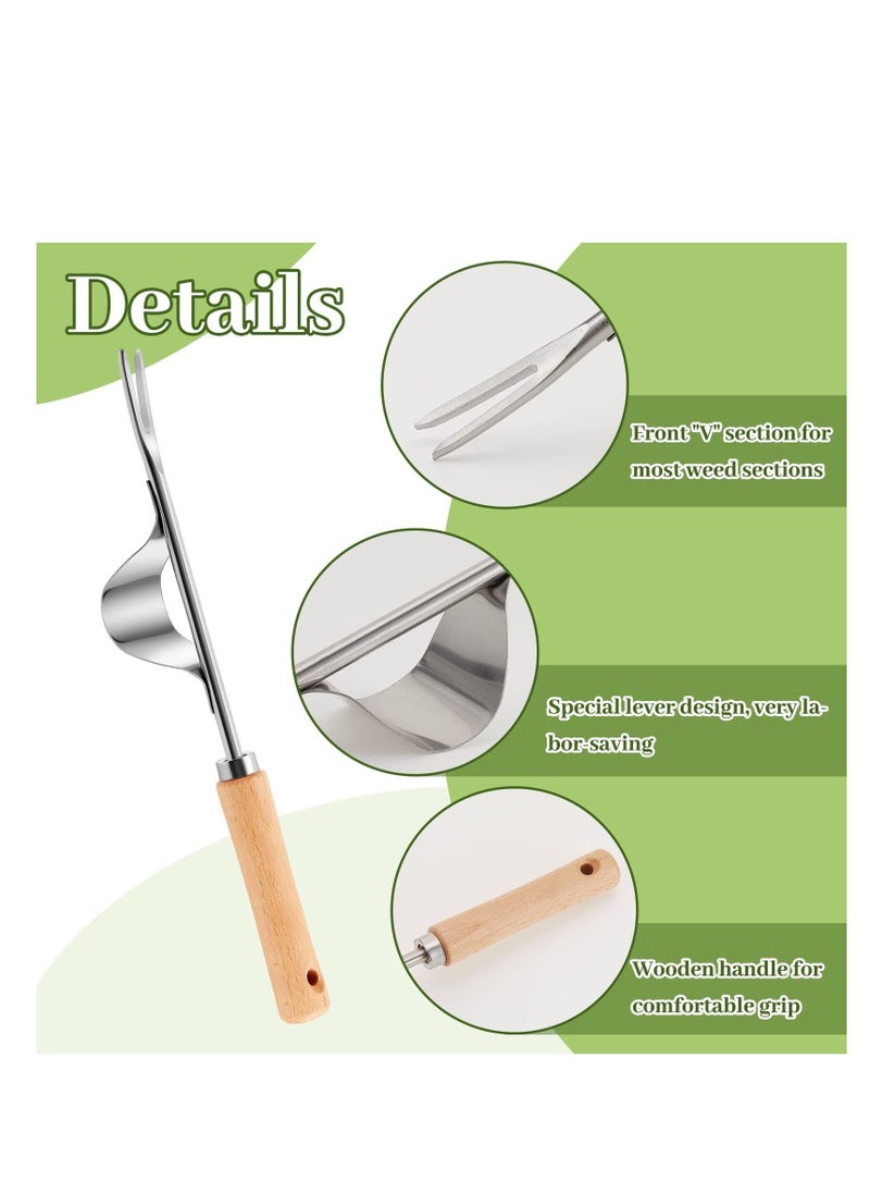 SYOSI 2 Packs Weed Puller Tool Set Stainless Steel Hand Lawn Weed Remover Crack Crevice Weeding Tool Manual Yard Gardening Tool with Wood Handle for Sidewalk and Patio  - Image 3