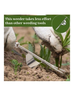 SYOSI 2 Packs Weed Puller Tool Set Stainless Steel Hand Lawn Weed Remover Crack Crevice Weeding Tool Manual Yard Gardening Tool with Wood Handle for Sidewalk and Patio  - Image 5