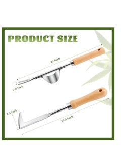 SYOSI 2 Packs Weed Puller Tool Set Stainless Steel Hand Lawn Weed Remover Crack Crevice Weeding Tool Manual Yard Gardening Tool with Wood Handle for Sidewalk and Patio  - Image 2