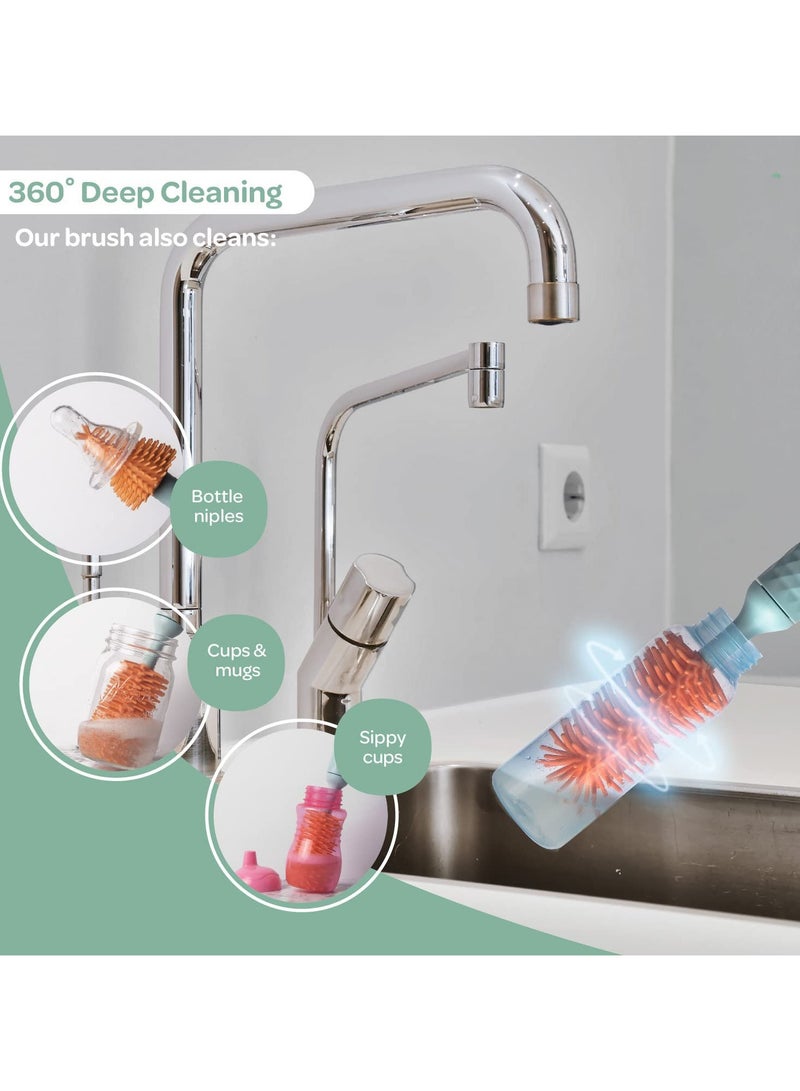 Electric Silicone Bottle Brush, Rechargeable Bottle Brush Set, Baby Bottle Brush, Bottle Cleaning Brush, Nipple Brush, Straw Cleaner Brush, Travel Baby Essentials Set - Image 2