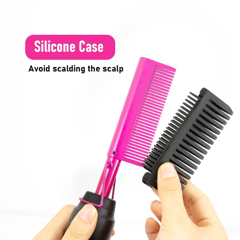 LEEONS Electric Hot Comb Hair Straightener Electrical Straightening Comb Curling Iron for Natural Black Hair Wigs Pressing Combs with Lace Glue Hair Wax Stick Edge Control Set - Image 4