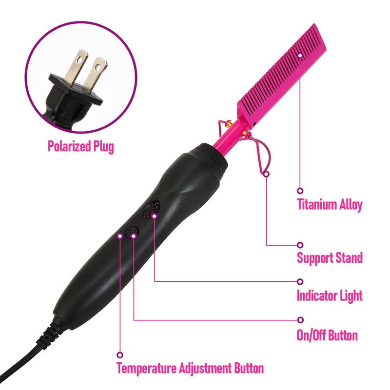 LEEONS Electric Hot Comb Hair Straightener Electrical Straightening Comb Curling Iron for Natural Black Hair Wigs Pressing Combs with Lace Glue Hair Wax Stick Edge Control Set - Image 2