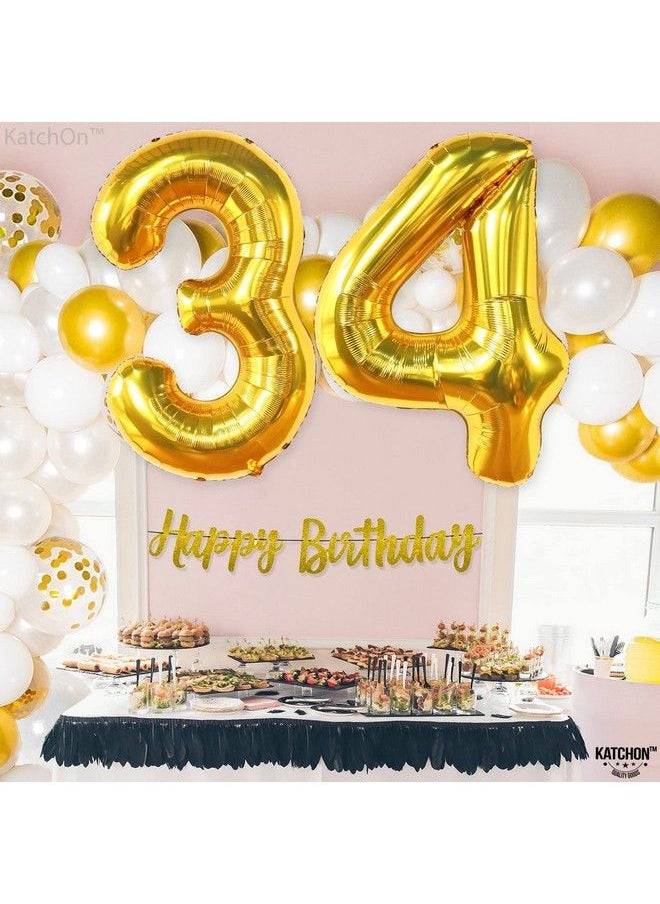 KATCHON Giant Gold Number 34 Balloons 40 Inch ; Metallic Gold 34 Number Balloons 34 Birthday Decorations For Men ; 34 Birthday Balloons 34 Years Old Birthday Decorations ; Happy 34Th Birthday Decorations  - Image 4