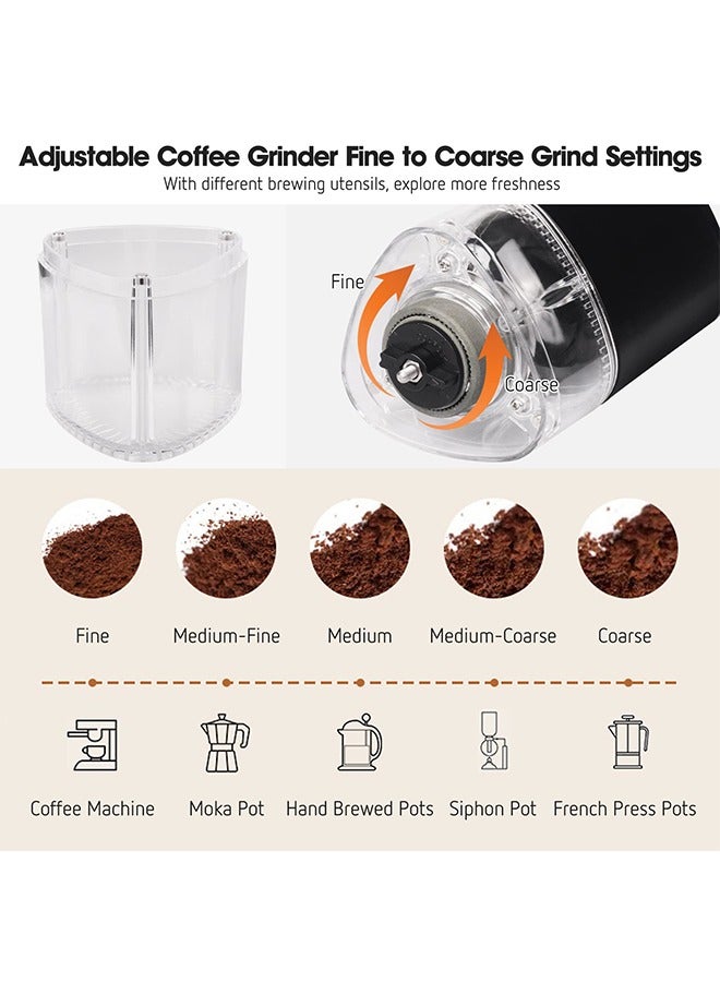 Portable Mini Coffee Grinder, Rechargeable Coffee Grinder, Coffee Bean Grinder with Multiple Fine to Coarse Grind Settings, Conical Ceramic Grinding Core, for Travel, Camping, Office, Espresso, etc  - Image 2