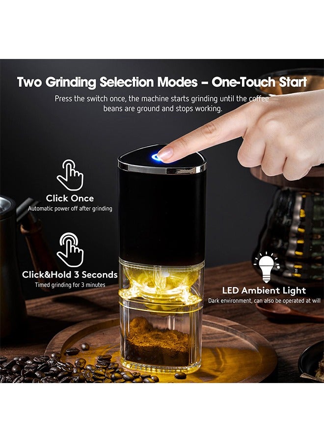 Portable Mini Coffee Grinder, Rechargeable Coffee Grinder, Coffee Bean Grinder with Multiple Fine to Coarse Grind Settings, Conical Ceramic Grinding Core, for Travel, Camping, Office, Espresso, etc  - Image 4