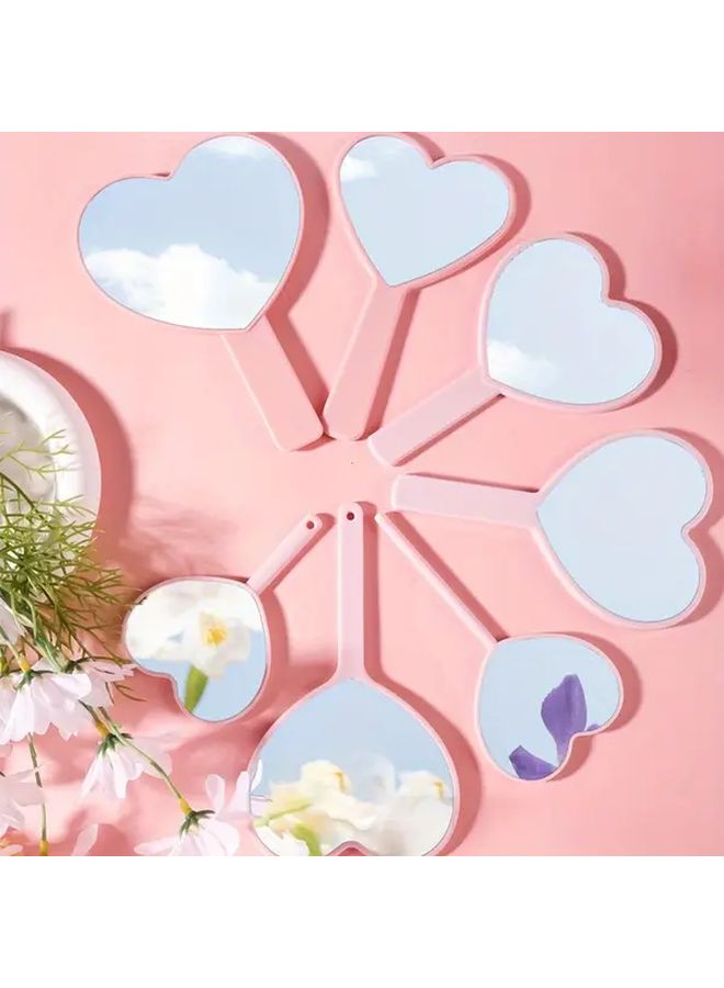 12 Pcs Heart Shaped Hand Mirror 4 53in 3 15in Travel Makeup Mirror Pink Valentine Decoration - Image 1