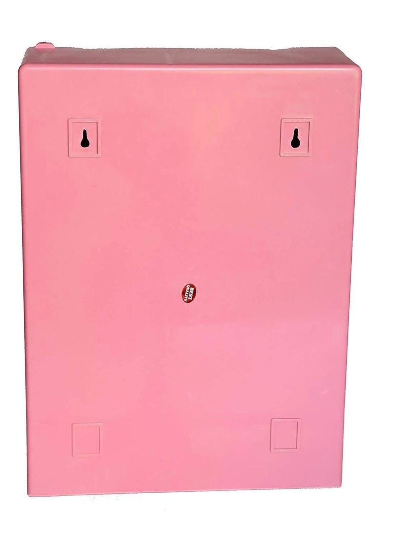 Maskey Size 16 x 12 x 4 Inches Medium Designer Multiuse Virgin Plastic StorageMedicineBathroom Mirror Cabinet with Towel Rod for Home and Corporate Use Peachy Pink - Image 4