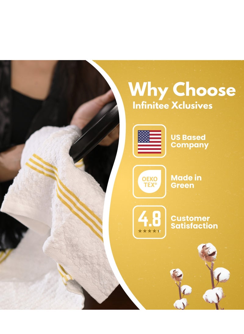 Infinitee Xclusives Infinitee Xclusives Premium Kitchen Towels – Pack of 12, 100% Cotton 40cm x 70cm Absorbent Dish Towels - 425 GSM Tea Towel, Terry Kitchen Dishcloth Towels- Yellow Dish Cloth for Household Cleaning  - Image 5