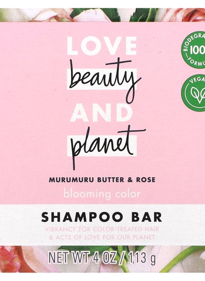 love beauty and planet Shampoo Bar Blooming Color Murumuru Butter & Rose 4 oz (113 g) 