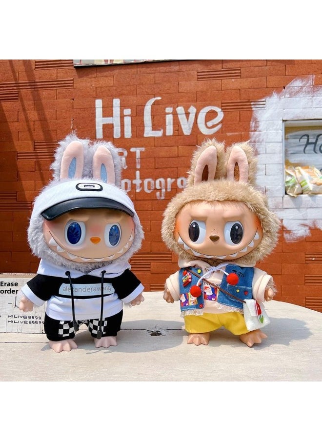 Labubu Doll Clothes 38cm Vinyl Doll Labubu Clothes 37cm 40cm Spring Also Changed At Home-Specification:38cm Labubu Baby Clothes (suitable For 37-40cm Height Labubu)-Color:Labubu White Ski Goggles  - Image 3