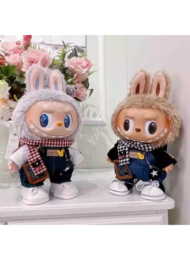 Labubu Doll Clothes 38cm Vinyl Doll Labubu Clothes 37cm 40cm Spring Also Changed At Home-Specification:38cm Labubu Baby Clothes (suitable For 37-40cm Height Labubu)-Color:Labubu White Ski Goggles  - Image 2