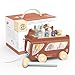 Speedy Monkey Bus Pounding Bench PullAlong Bus with Hammering Activity 8 Wooden Characters Enhances HandEye Coordination Safe Design NonToxic Paint Educational Toy for Kids 25 Years - Image 2
