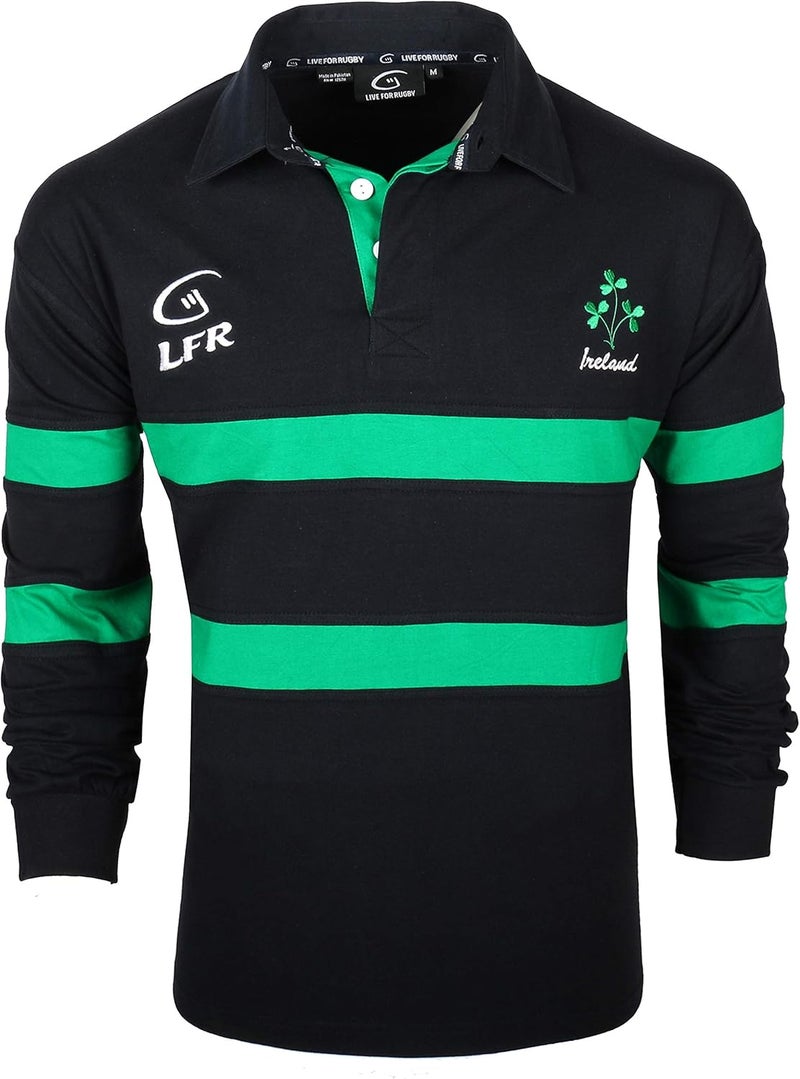 Malham Irish Shamrock Sprig Ireland Longsleeve Striped Rugby Ireland - Image 1