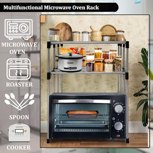Raxon World® 2-Layer Microwave Stand, OTG Stand, Microwave Oven Rack, Kitchen Storage Shelf (Black, (Metal)) - Image 3